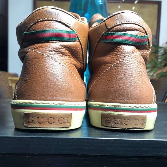 Gucci GG Canvas Leather High Top Sneakers – Brown Monogram – 245310 9.5G US 10.5 - Picture 9 of 11